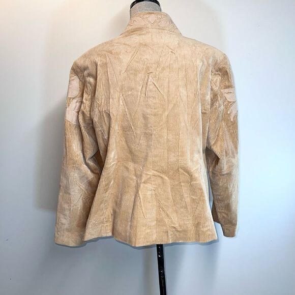 Victor Costa Womens Embroidered Hippy Boho tan Jacket Top corduroy Sz 1X - Picture 6 of 7